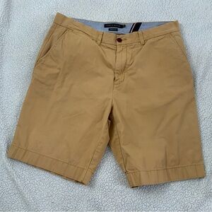 Tommy Hilfiger Men's Sz 36 Classic Fit Chino Shorts Tan Flat Front 100% Cotton